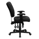 Flash Furniture Low Back Black Leather Multi-Functional Swivel Task Chair With Height Adjustable Arms