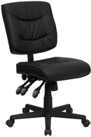 Flash Furniture Low Back Black Leather Multi-Functional Swivel Task Chair