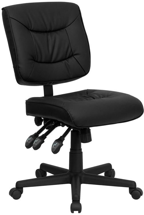 Flash Furniture Low Back Black Leather Multi-Functional Swivel Task Chair