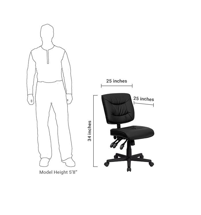 Flash Furniture Low Back Black Leather Multi-Functional Swivel Task Chair