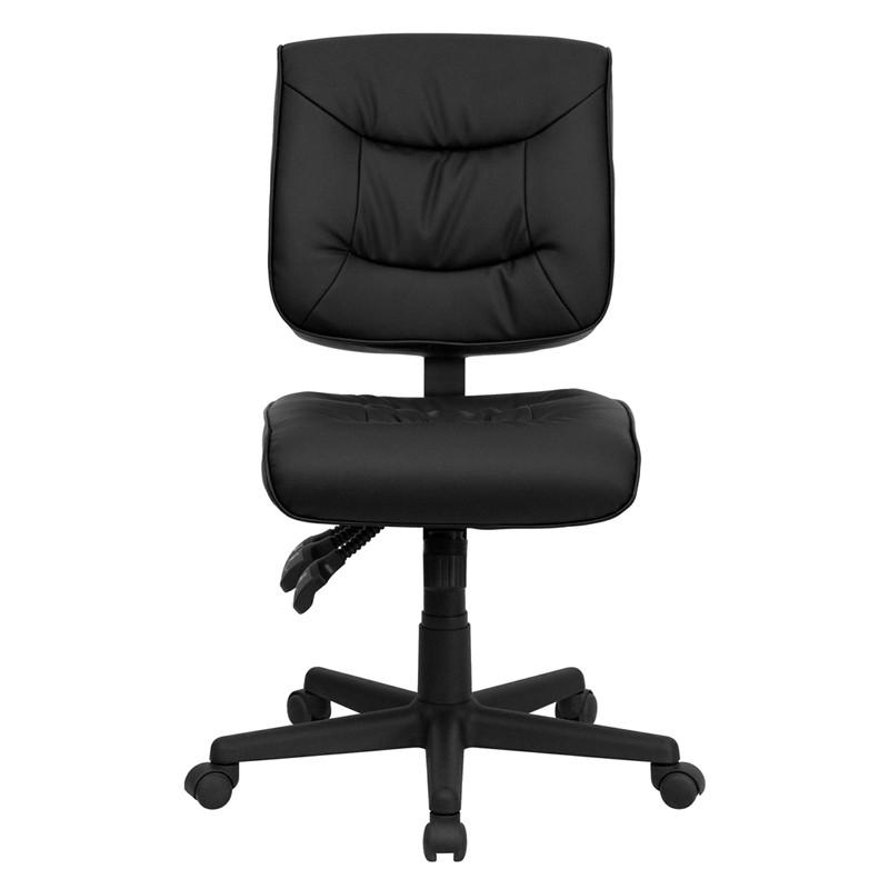 Flash Furniture Low Back Black Leather Multi-Functional Swivel Task Chair