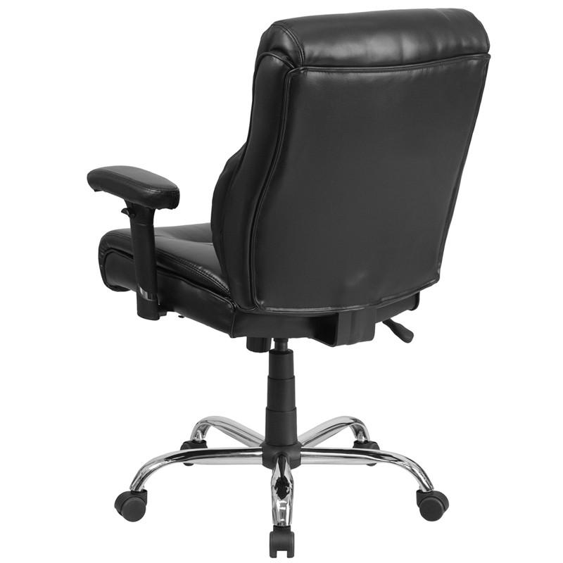 Flash Furniture GO-2031-LEA-GG Hercules Series, Black Leather Swivel Task Chair with Adjustable Arms