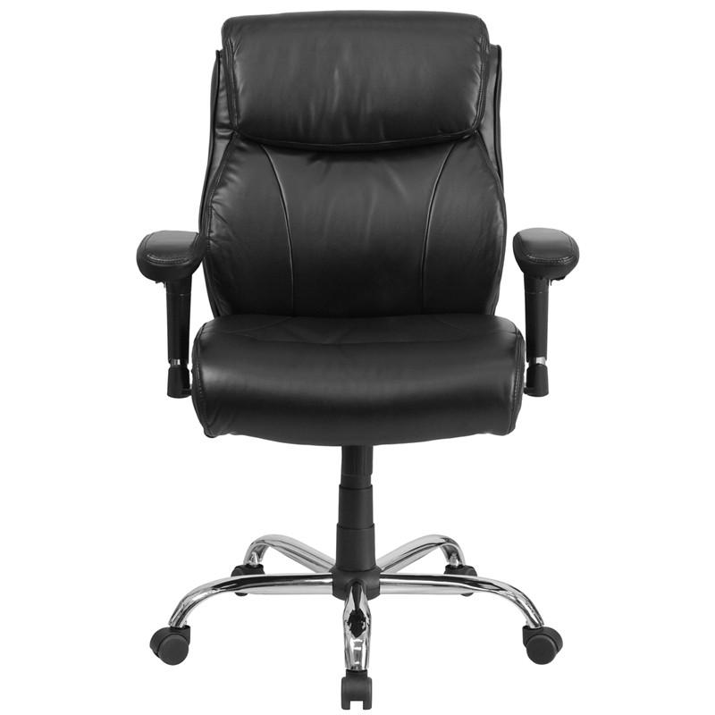 Flash Furniture GO-2031-LEA-GG Hercules Series, Black Leather Swivel Task Chair with Adjustable Arms