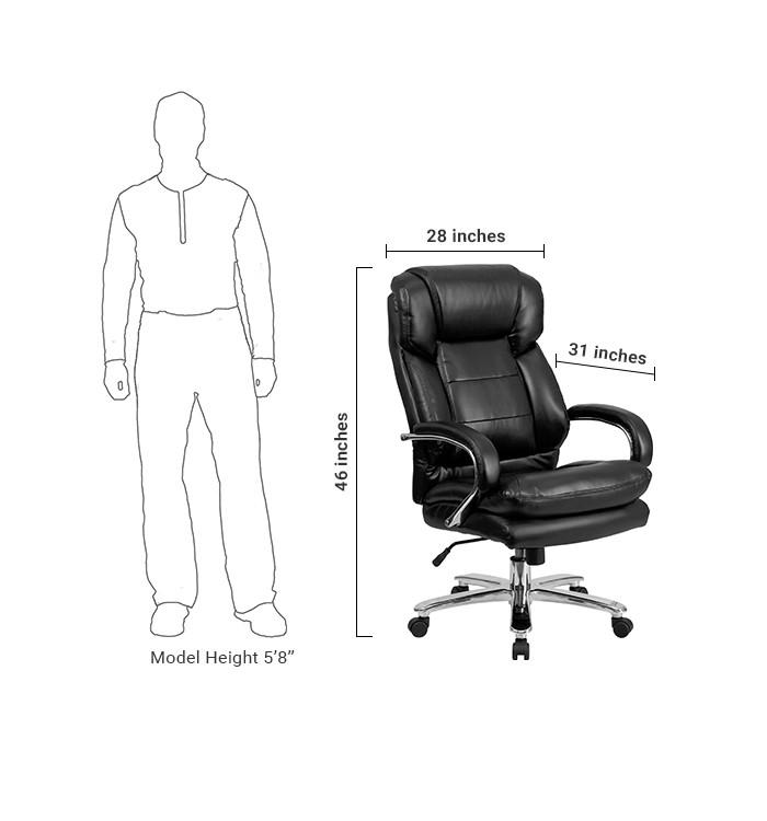 Flash Furniture Hercules Series GO-2078-LEA-GG Black Leather Executive Swivel Chair With Loop Arms