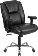 Flash Furniture GO-2132-LEA-GG Hercules Series, Black Leather Swivel Task Chair With Height Adjustable Arms