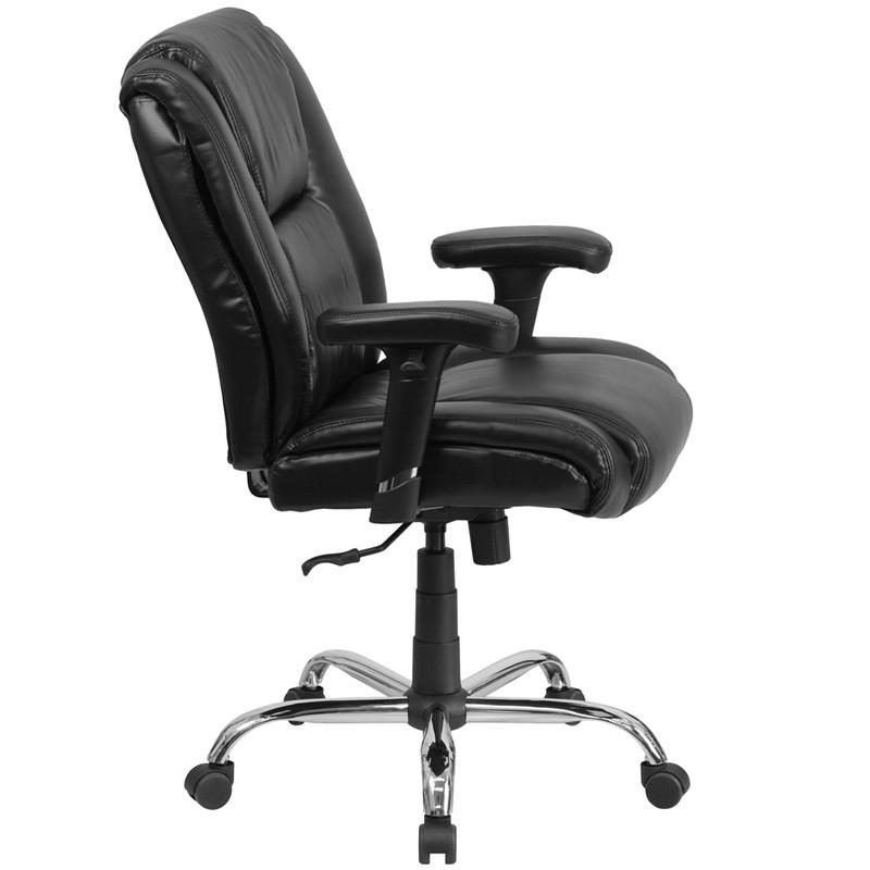 Flash Furniture GO-2132-LEA-GG Hercules Series, Black Leather Swivel Task Chair With Height Adjustable Arms