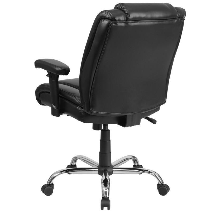 Flash Furniture GO-2132-LEA-GG Hercules Series, Black Leather Swivel Task Chair With Height Adjustable Arms