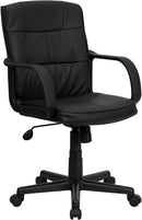 Flash Furniture Mid-Back Black Leather Swivel Task Chair With Nylon Arms