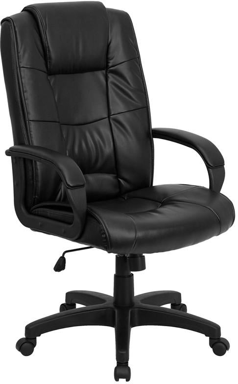 Flash Furniture GO-5301B-BK-LEA-GG High Back Black Leather Executive Swivel Office Chair