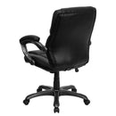Flash Furniture Mid-Back Black Leather Overstuffed Swivel Task Chair