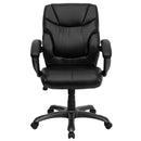 Flash Furniture Mid-Back Black Leather Overstuffed Swivel Task Chair