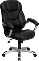 Flash Furniture GO-725-BK-LEA-GG High Back Black Leather Executive Swivel Office Chair