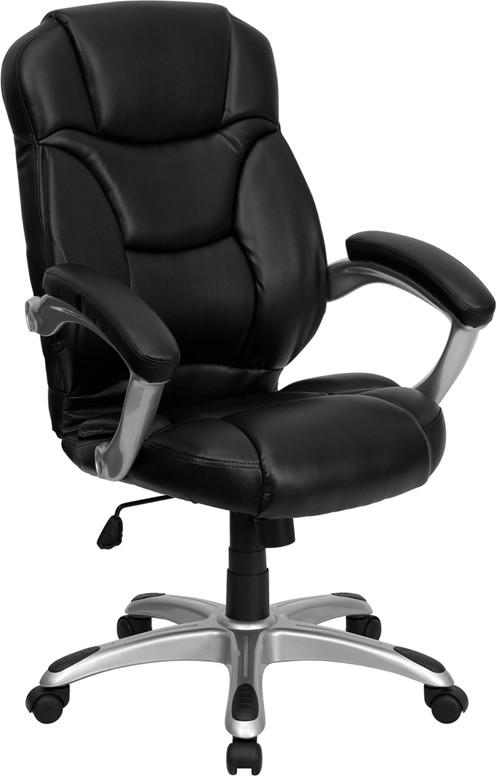 Flash Furniture GO-725-BK-LEA-GG High Back Black Leather Executive Swivel Office Chair