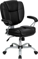 Flash Furniture GO-930-BK-GG Mid-Back Black Leather Swivel Task Chair