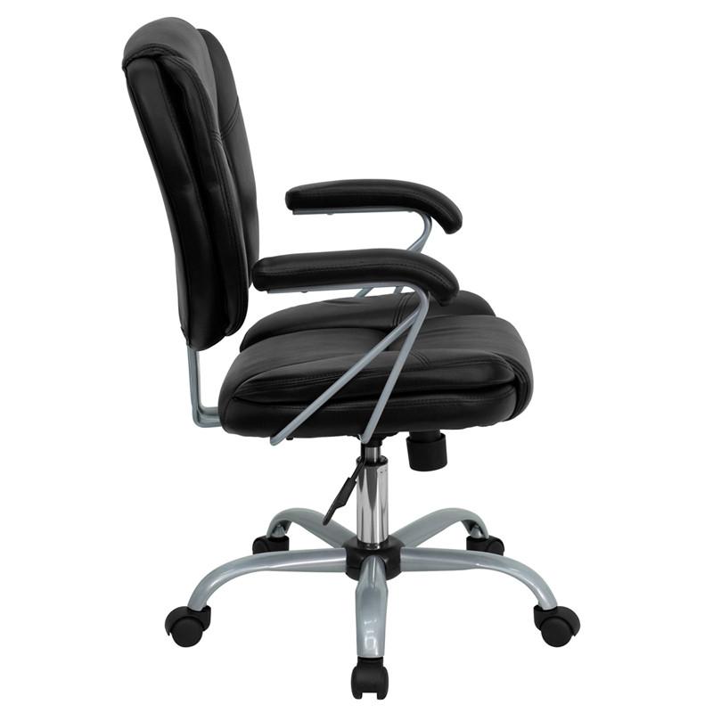 Flash Furniture GO-930-BK-GG Mid-Back Black Leather Swivel Task Chair