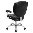 Flash Furniture GO-930-BK-GG Mid-Back Black Leather Swivel Task Chair