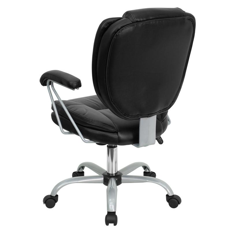 Flash Furniture GO-930-BK-GG Mid-Back Black Leather Swivel Task Chair
