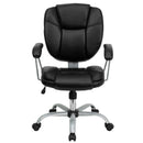 Flash Furniture GO-930-BK-GG Mid-Back Black Leather Swivel Task Chair
