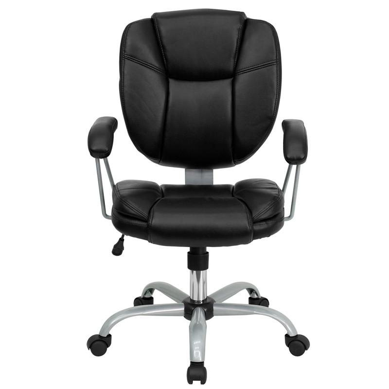 Flash Furniture GO-930-BK-GG Mid-Back Black Leather Swivel Task Chair