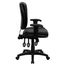 Flash Furniture Mid-Back Black Leather Multi-Functional Ergonomic Swivel Task Chair With Height Adjustable Arms