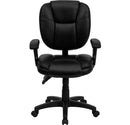 Flash Furniture Mid-Back Black Leather Multi-Functional Ergonomic Swivel Task Chair With Height Adjustable Arms