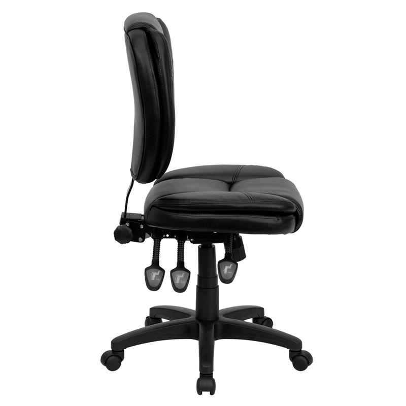 Flash Furniture Mid-Back Black Leather Multi-Functional Ergonomic Swivel Task Chair