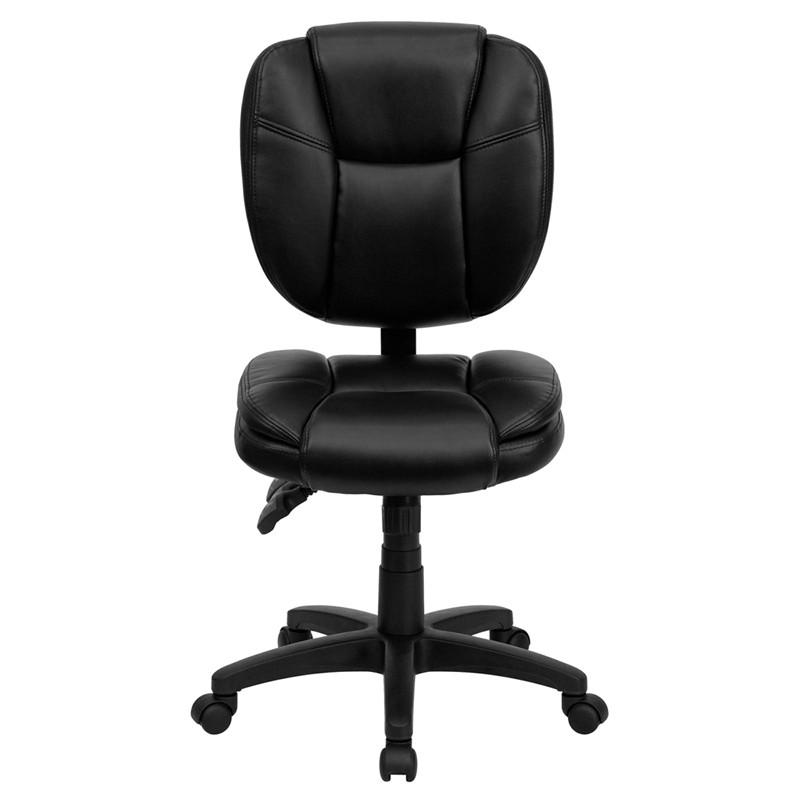 Flash Furniture Mid-Back Black Leather Multi-Functional Ergonomic Swivel Task Chair