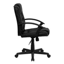 Flash Furniture GO-937M-BK-LEA-GG Mid-Back Black Leather Swivel Task Chair with Arms
