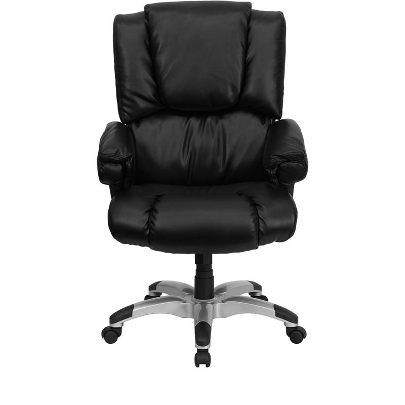 Flash Furniture GO-958-BK-GG High Back Black Leather Overstuffed Executive Swivel Office Chair