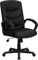 Flash Furniture GO-977-1-BK-LEA-GG Mid-Back Black Leather Swivel Task Chair