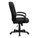 Flash Furniture GO-977-1-BK-LEA-GG Mid-Back Black Leather Swivel Task Chair