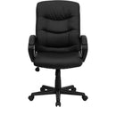 Flash Furniture GO-977-1-BK-LEA-GG Mid-Back Black Leather Swivel Task Chair