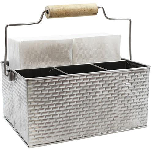Tablecraft GPSSCADDY 4-Compartment Rectangular Flatware Caddy with Handle