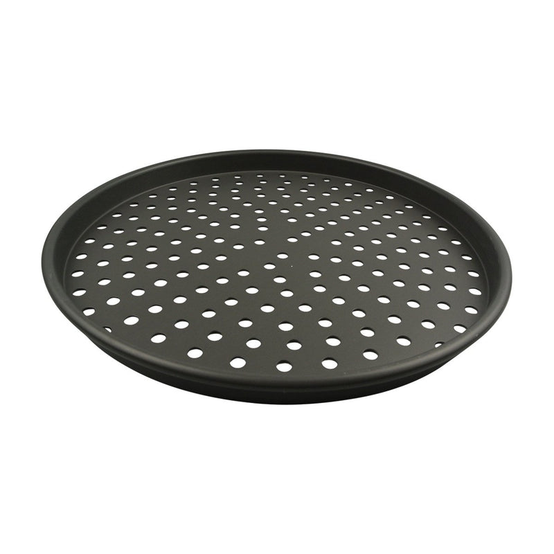 American Metalcraft HCDEP14 14" Hard Coated Aluminum Tapered Perforated Pizza Pan 1" Deep