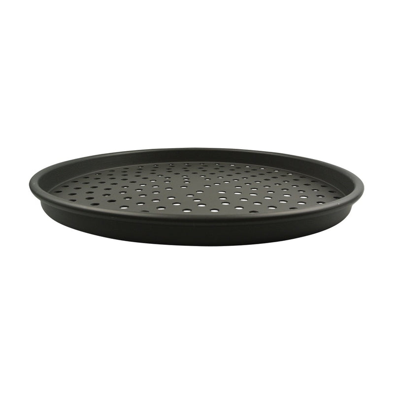 American Metalcraft HCDEP14 14" Hard Coated Aluminum Tapered Perforated Pizza Pan 1" Deep