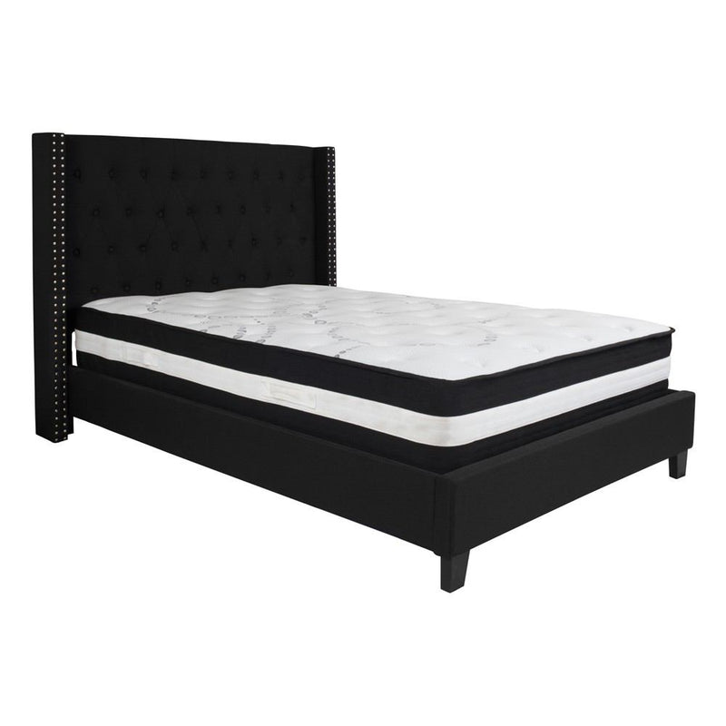 Flash Furniture Riverdale Full Size Tufted Upholstered Platform Bed with Pocket Spring Mattress
