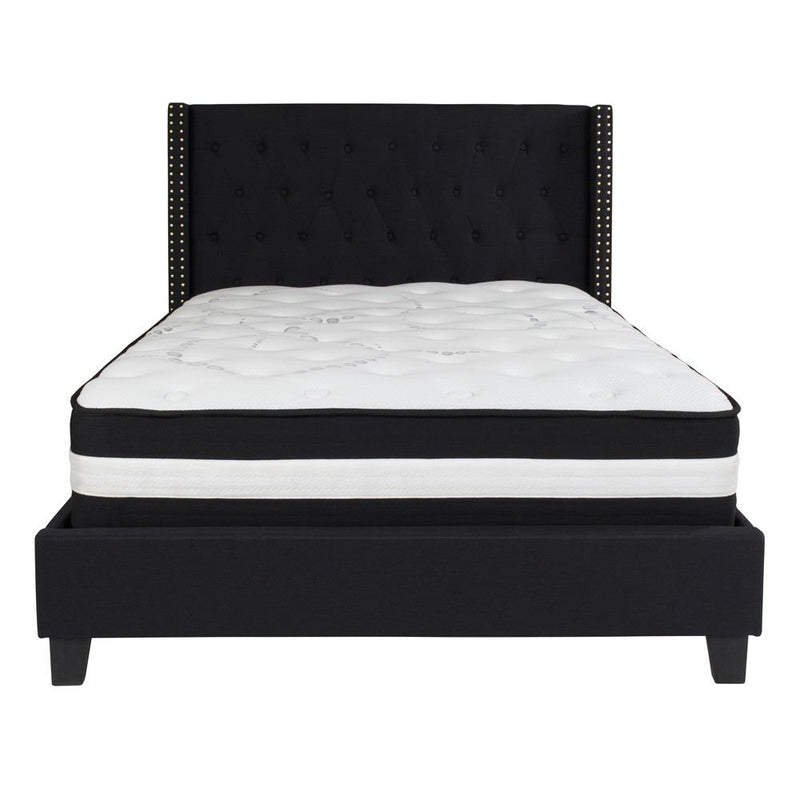 Flash Furniture Riverdale Full Size Tufted Upholstered Platform Bed with Pocket Spring Mattress