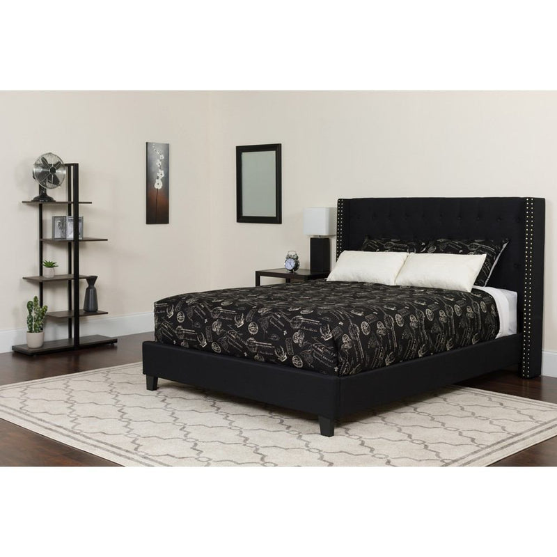 Flash Furniture Riverdale King Size Tufted Upholstered Platform Bed with Pocket Spring Mattress