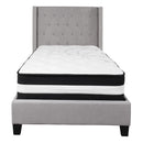 Flash Furniture Riverdale Twin Size Tufted Upholstered Platform Bed with Pocket Spring Mattress