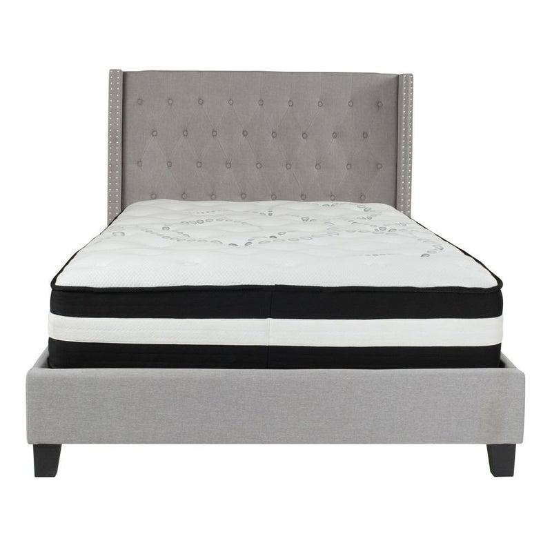 Flash Furniture Riverdale Full Size Tufted Upholstered Platform Bed with Pocket Spring Mattress