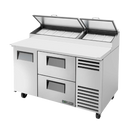 True Stainless Steel Two Section Two Drawers 60" W Pizza Prep Table