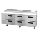 Hoshizaki Stainless Steel Three Section Six Drawer 93" Pizza Prep Table