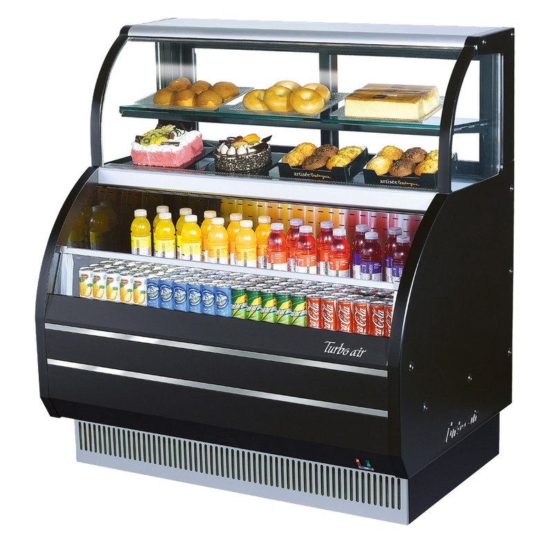 Turbo Air Black Exterior Merchandiser Combination Case With Refrigerated Top Shelf