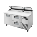 True Stainless Steel Two Section Two Drawers 67"W Pizza Prep Table