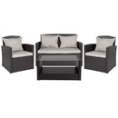 Aransas Series 4 Piece Black Patio Set with Gray Back Pillows and Seat Cushions by Flash Furniture