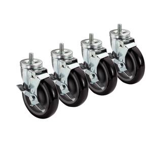 5" Screw-In Wire Shelving Rubber Casters w/Brake (Set of 4) PLCB5140B