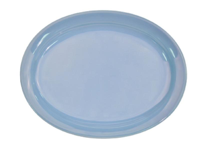 CAC China L-14NR-LBU Las Vegas 13 1/4" x 10 1/8" Platter (One Dozen) - Light Blue