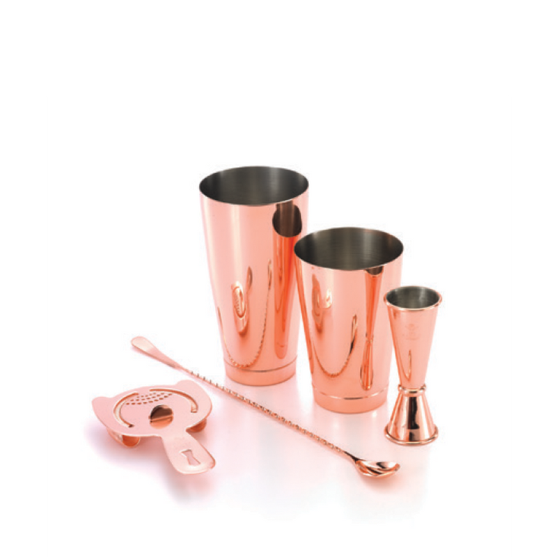 Mercer M37101CP Basic Cocktail Shaker Set in Copper Plated Finish