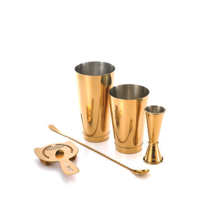 Mercer M37101GD Basic Cocktail Shaker Set in Gold Plated Finish
