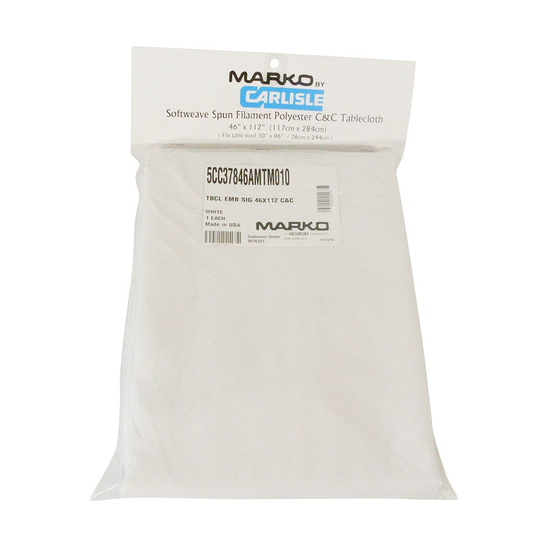 Marko SoftWeave 5CC37846AMTM010 White Tablecloth 46" x 112"